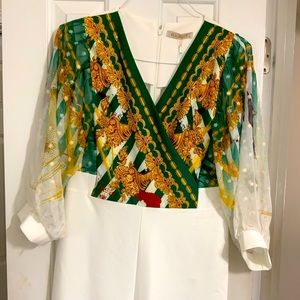 GREEN/ CREAM JUMPSUIT. SIZE: M